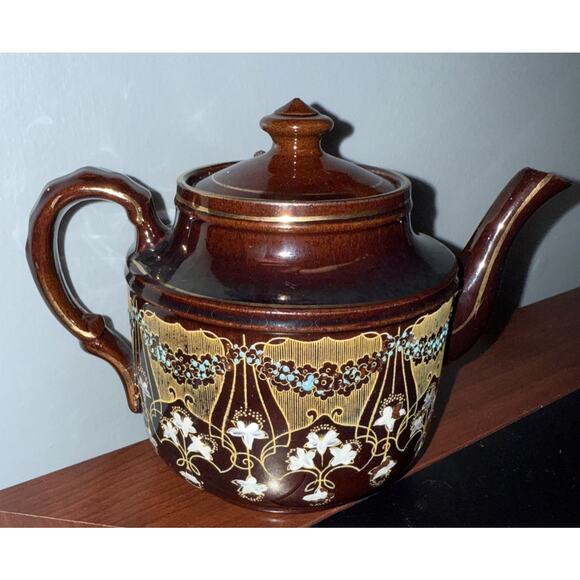 Vintage Gibson’s England Teapot - Brown And Gold - Picture 1 of 11